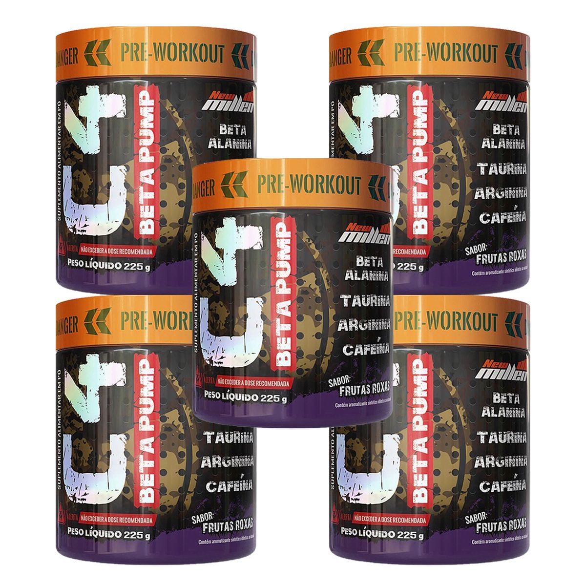 Kit 5X C4 Beta Pump Pr� Workout - 225g Frutas Roxas - New Millen
