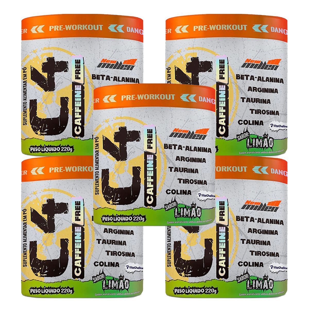Kit 5X C4 Caffeine Free com Colina - 220g Lim�o - New Millen