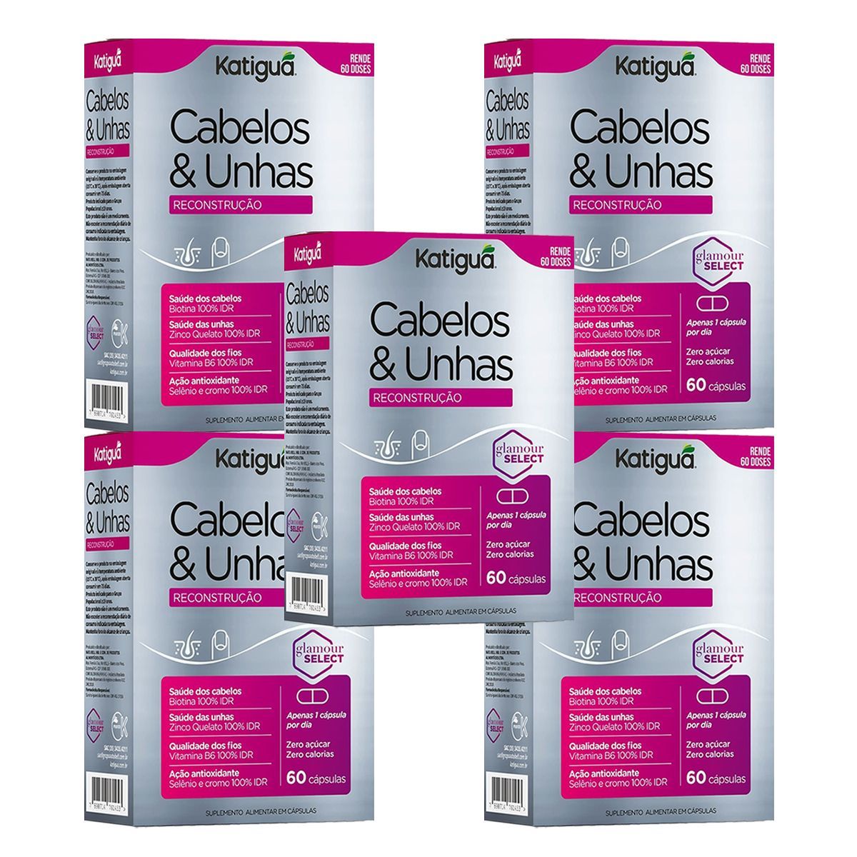 Kit 5X Cabelos & Unhas - 60 C�psulas - Katigu�