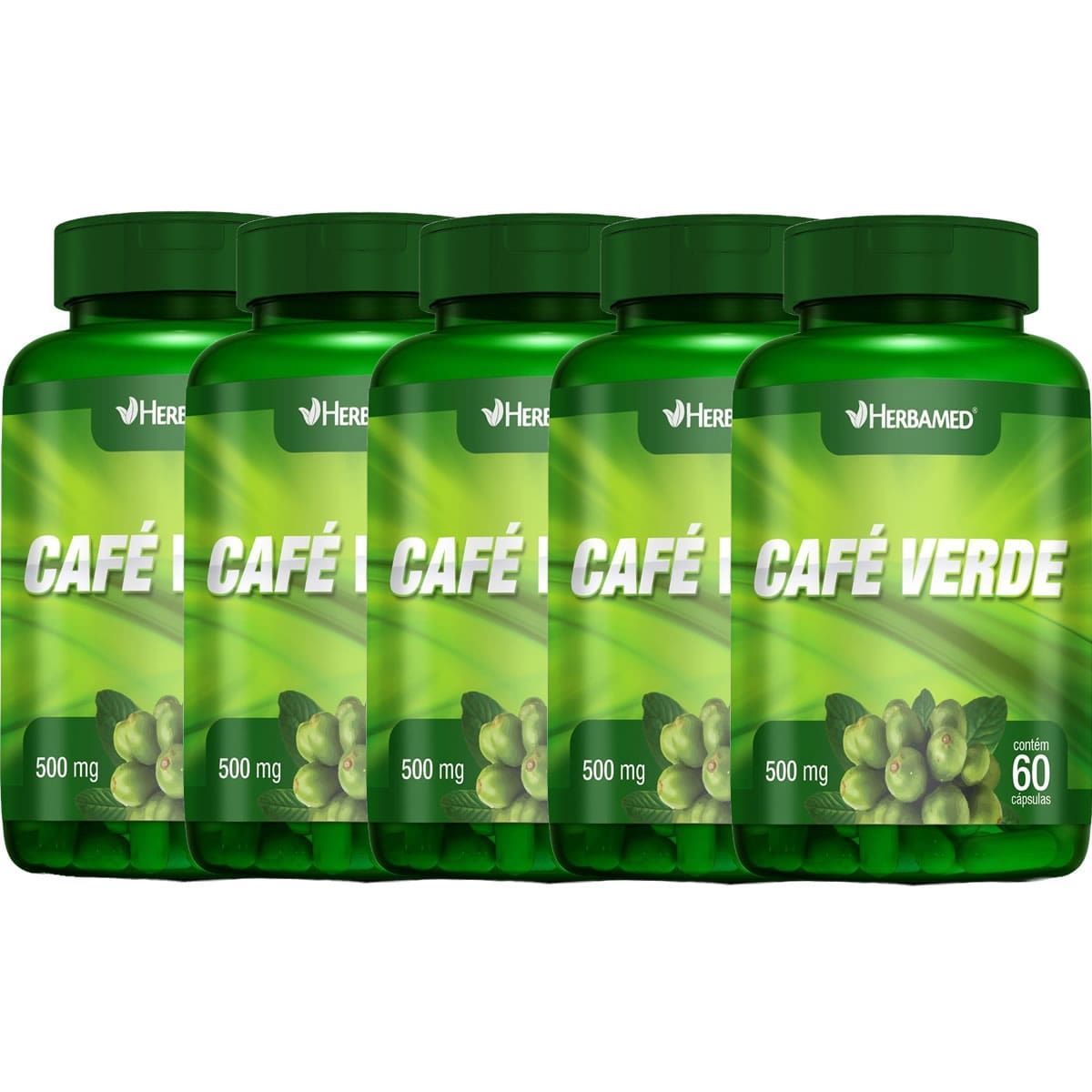 Kit 5X Cafe Verde 500mg 60 C�psulas - Herbamed