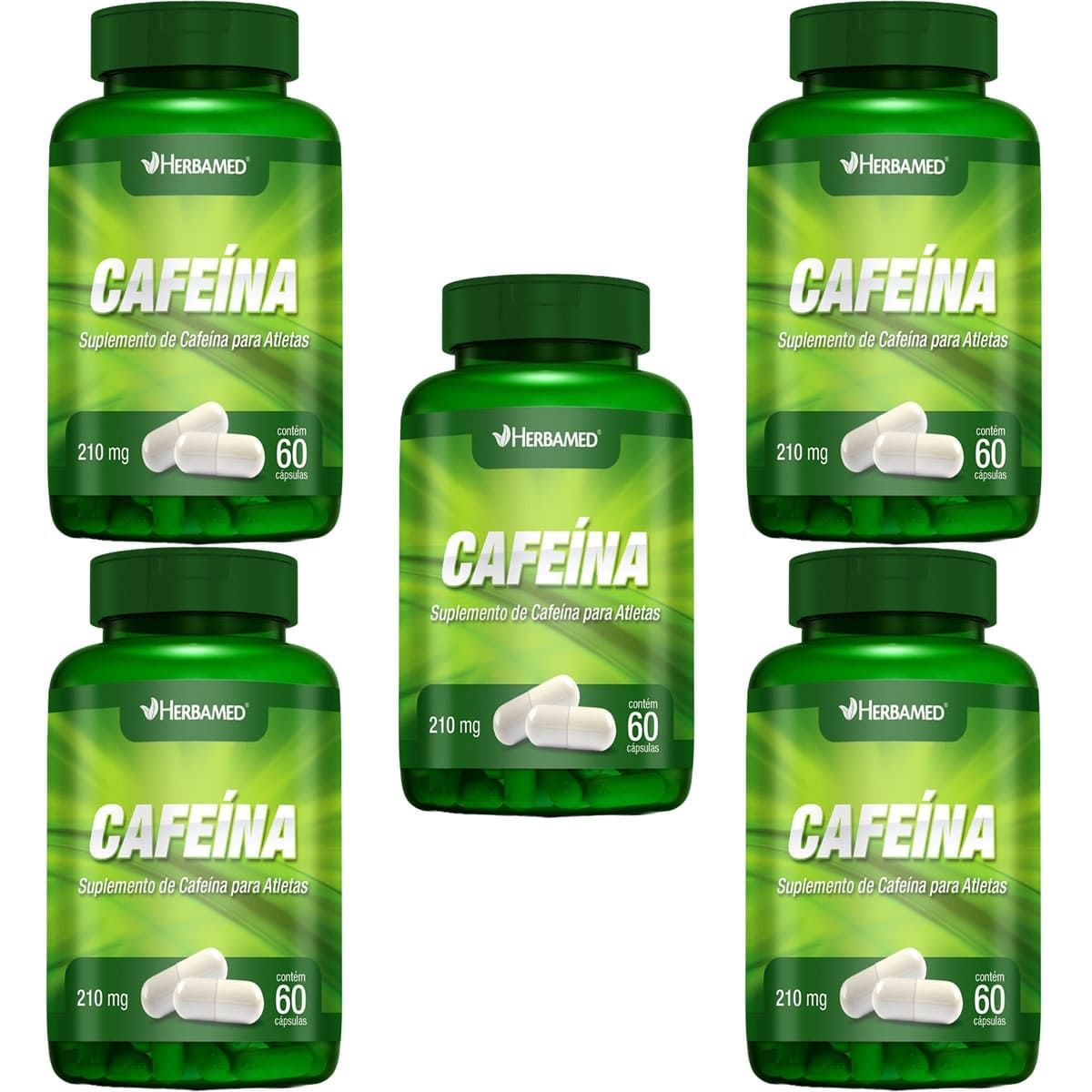 Kit 5X Cafeina 210mg 60 C�psulas - Herbamed
