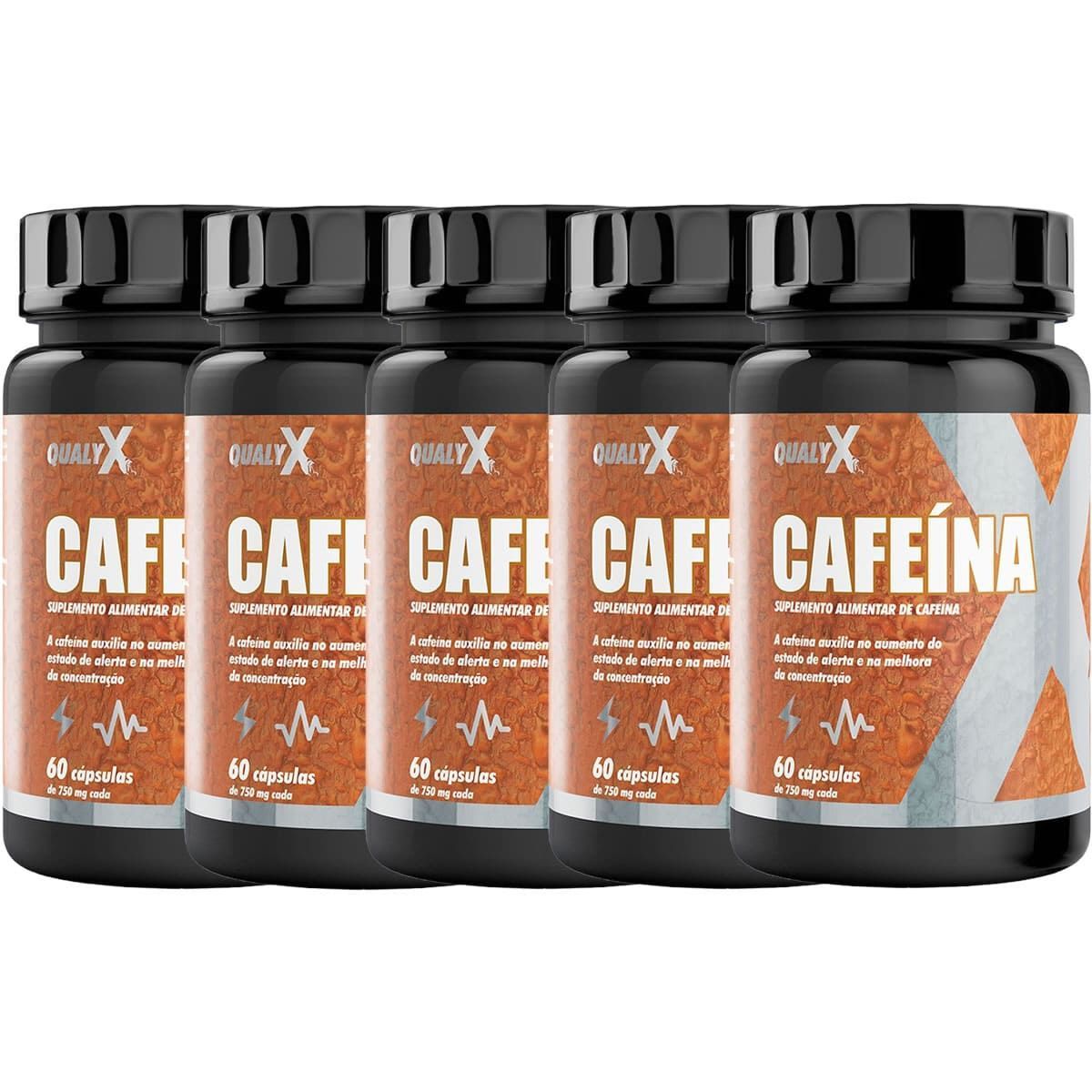 Kit 5X Cafe�na Qualy X - 60 C�psulas - QualyNutri