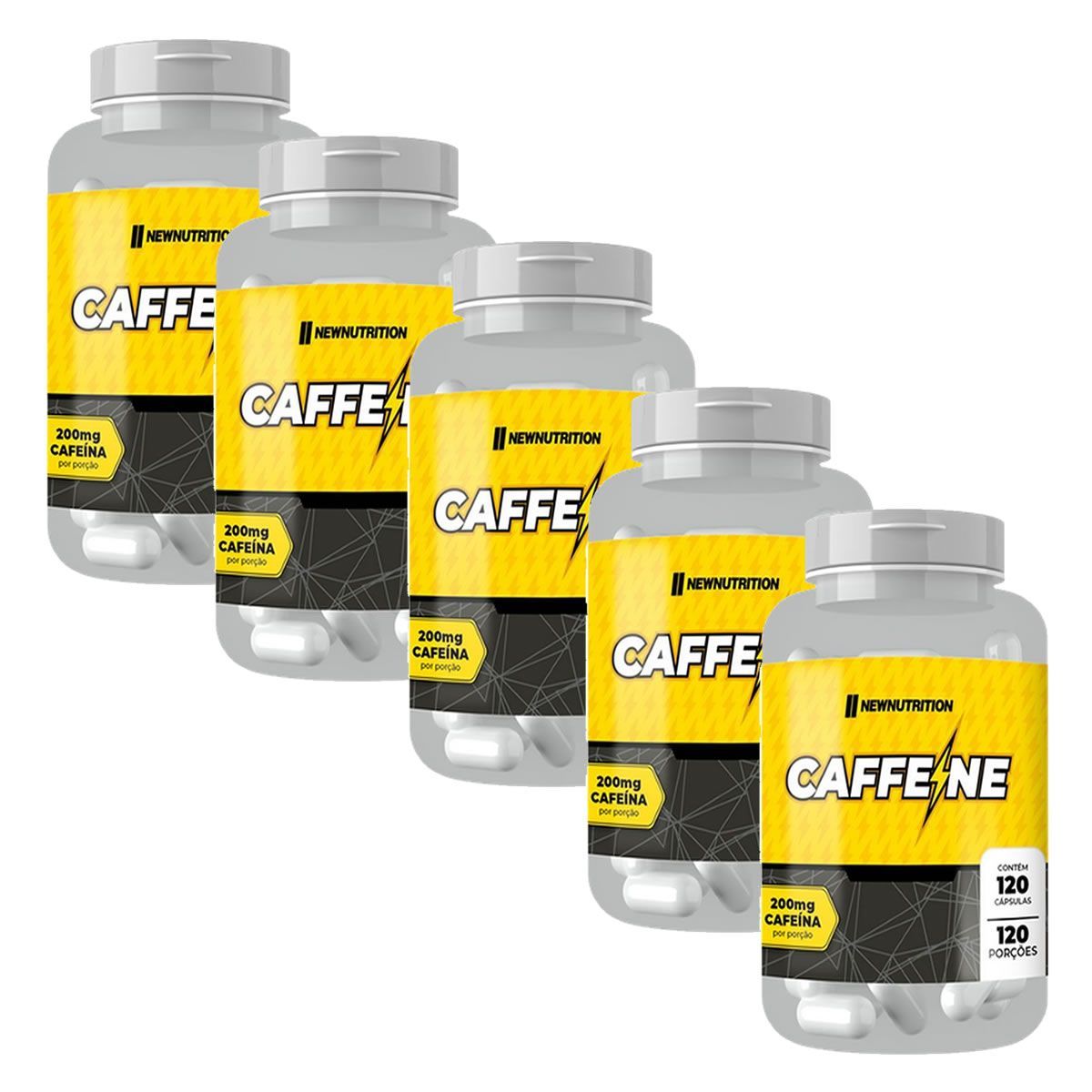 Kit 5X Caffeine 200mg - 120 C�psulas - NewNutrition