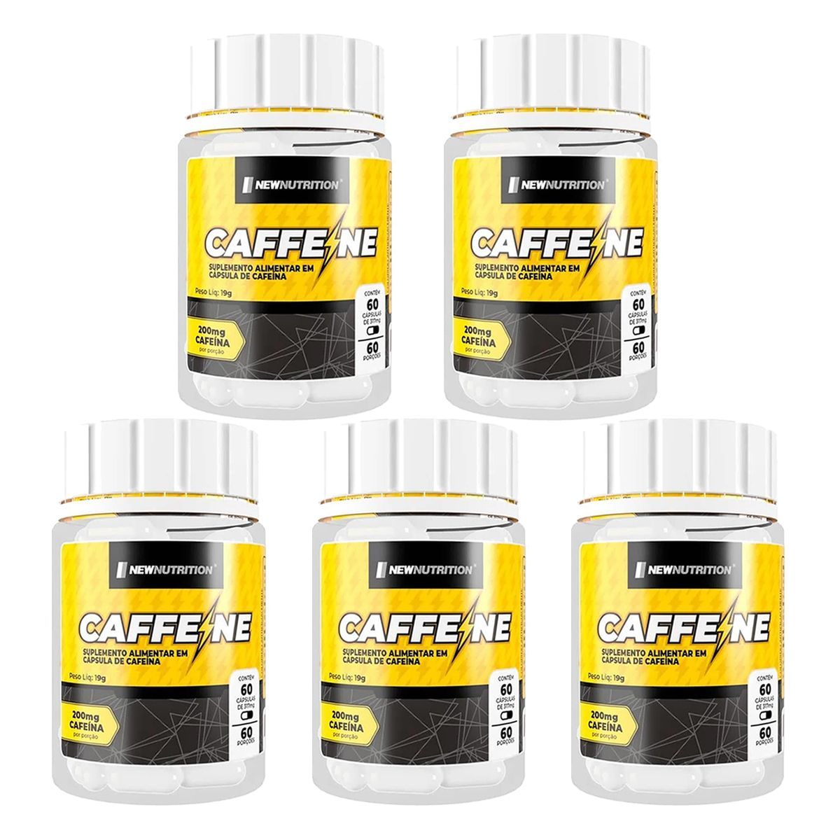 Kit 5X Caffeine 200mg - 60 C�psulas - NewNutrition