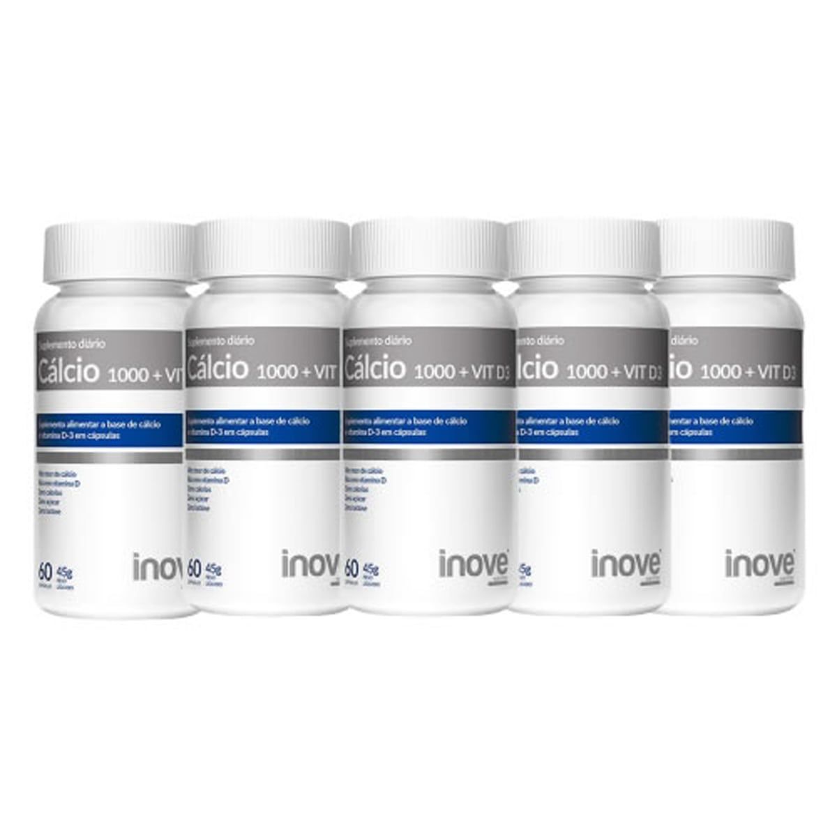 Kit 5X C�lcio 1000 + VIT D3 - 60 C�psulas - Inove Nutrition