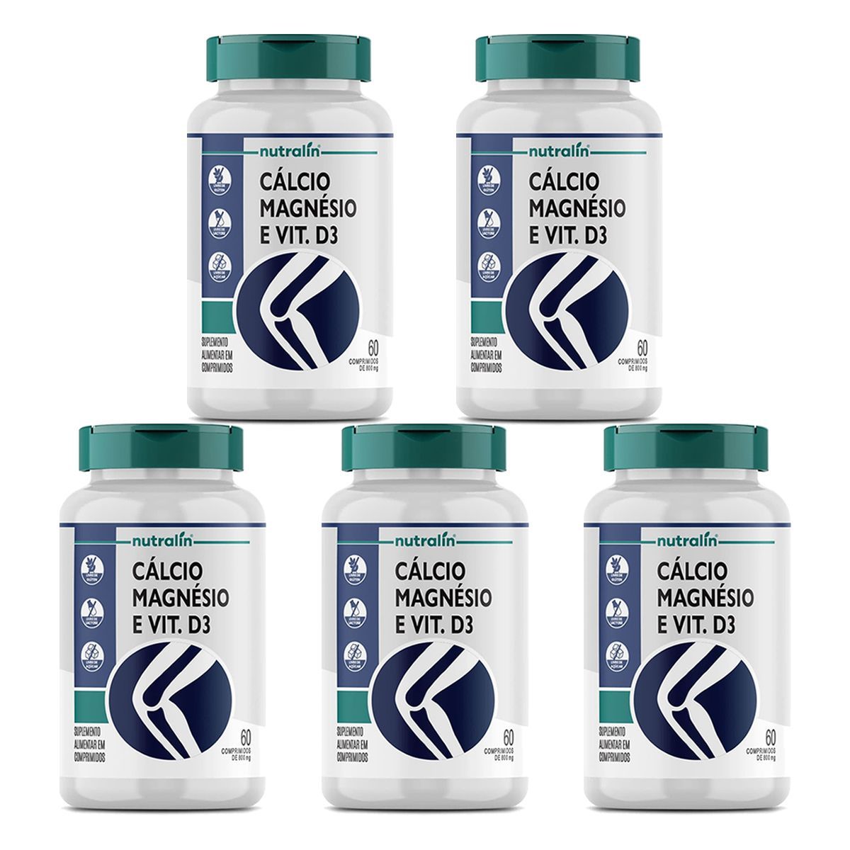 Kit 5X C�lcio com Magn�sio + Vitamina D3 - 60 Comprimidos - Nutralin