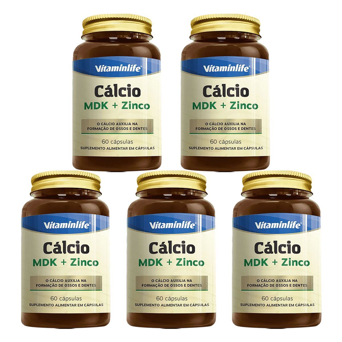 Kit 5X C�lcio MDK + Zinco - 60 C�psulas - VitaminLife