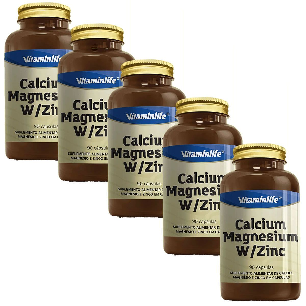 Kit 5X Calcium, Magnesium W/Zinc - 90 c�psulas - Vitaminlife