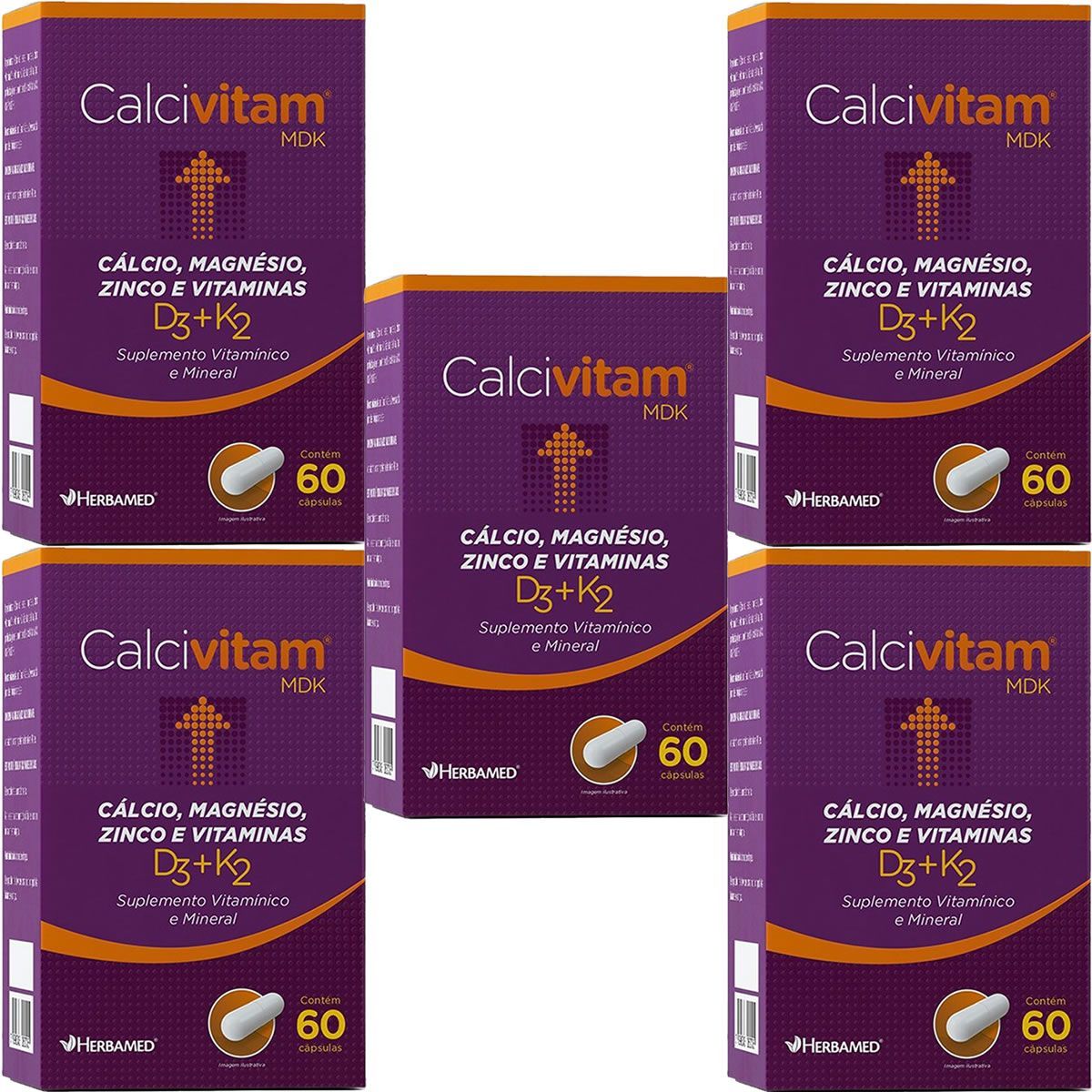 Kit 5X Calcivitam 600mg 60 C�psulas - Herbamed