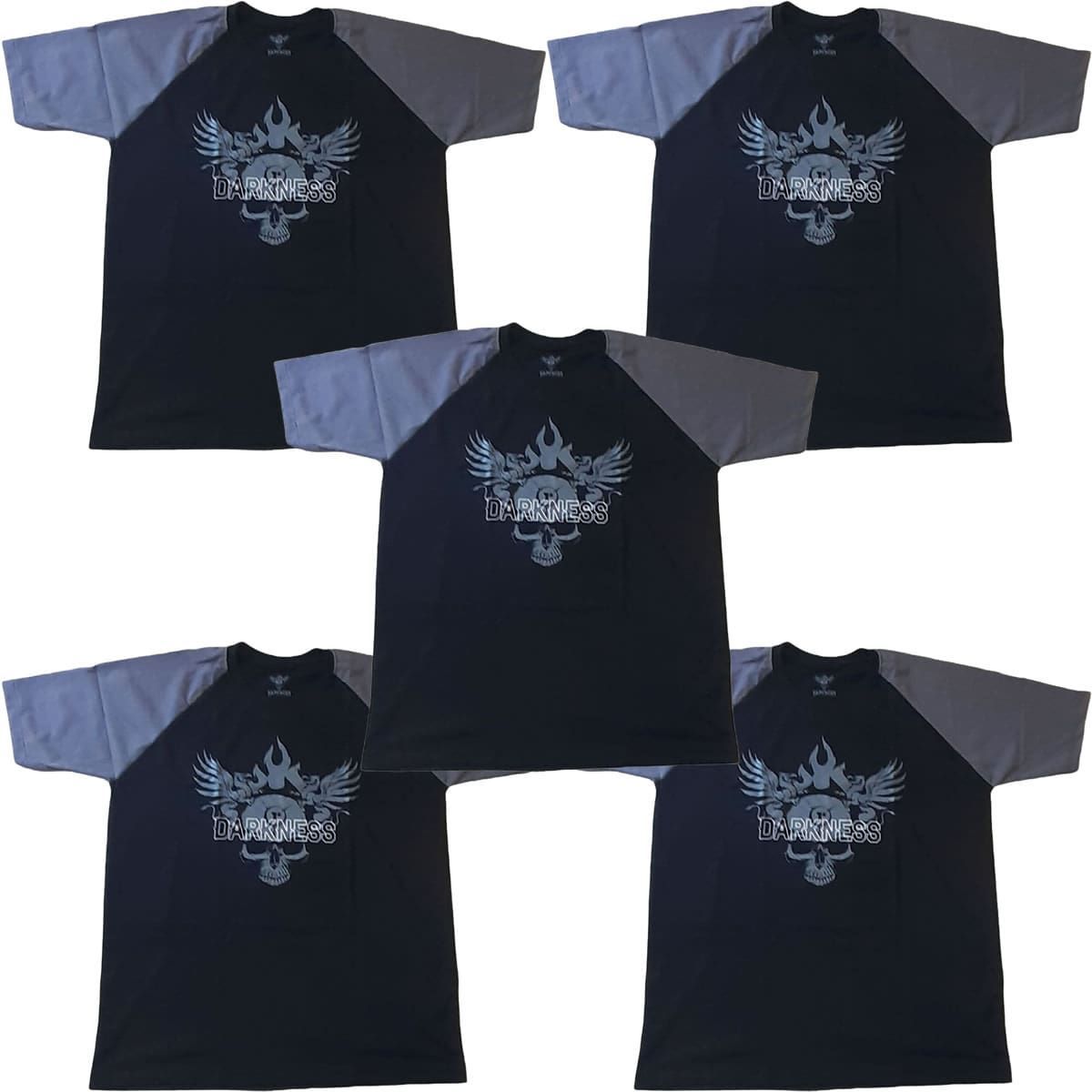 Kit 5X Camiseta 100% Algod�o Iron Darkness - Tamanho GG Preta/Cinza - IntegralM�dica