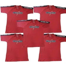 Kit 5X Camiseta Algod�o Integral Team - Tamanho G Vermelha/Preta - IntegralM�dica