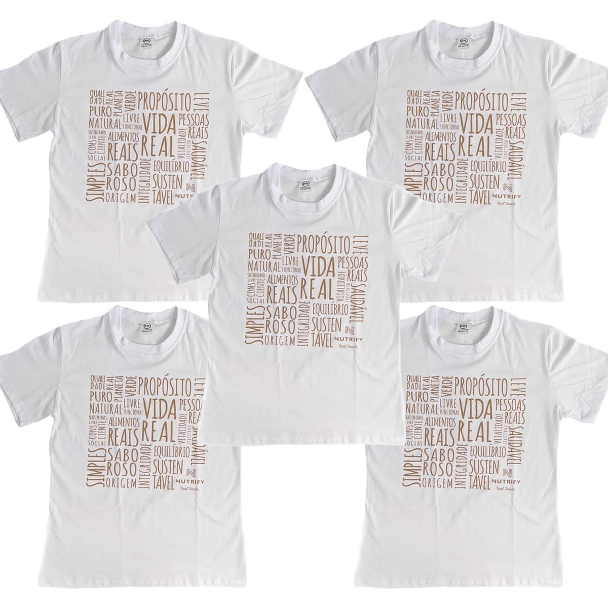 Kit 5X Camiseta Algod�o Masculina - Tamanho G - Nutrify