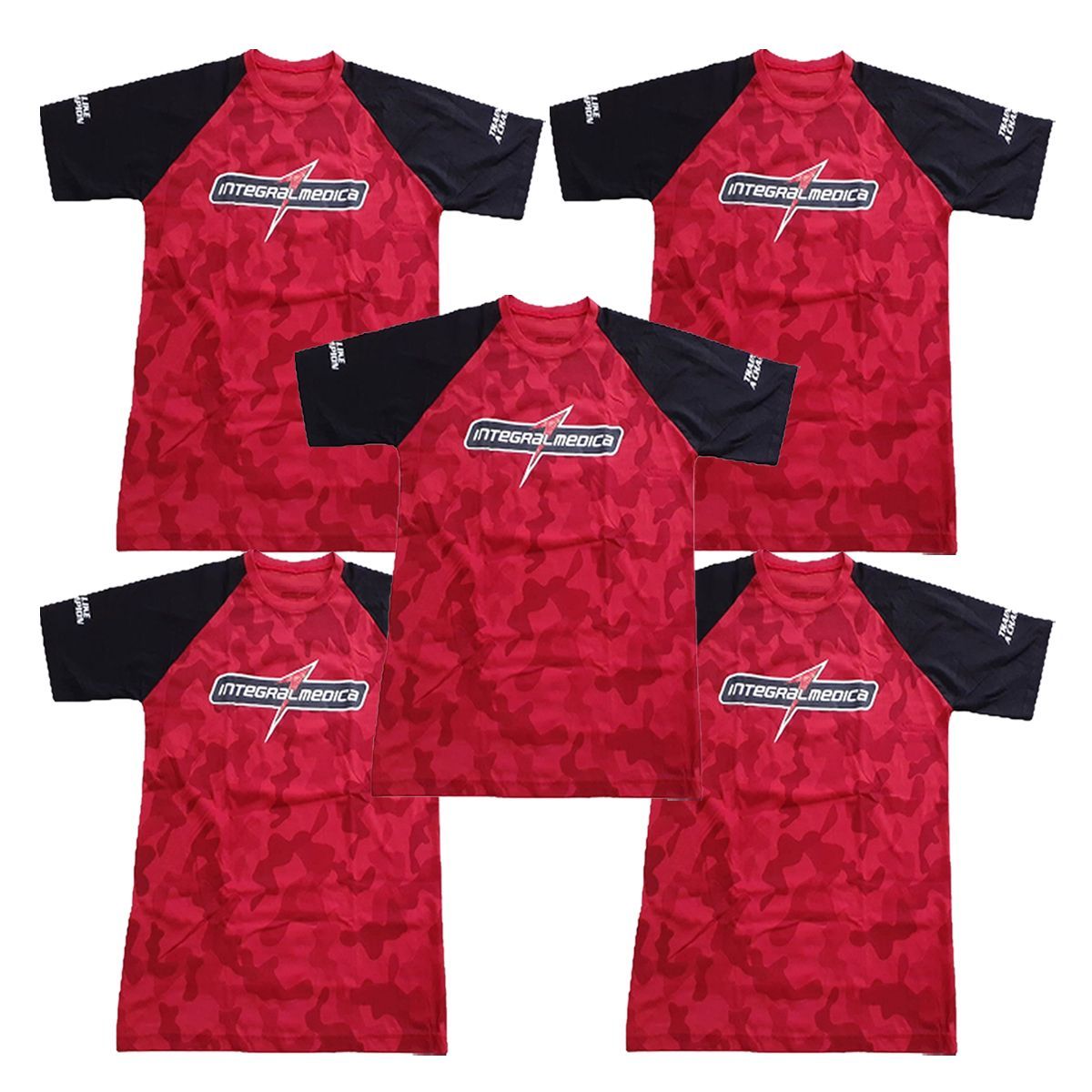 Kit 5X Camiseta Algod�o - Tamanho GG Vermelha/Preta - IntegralM�dica