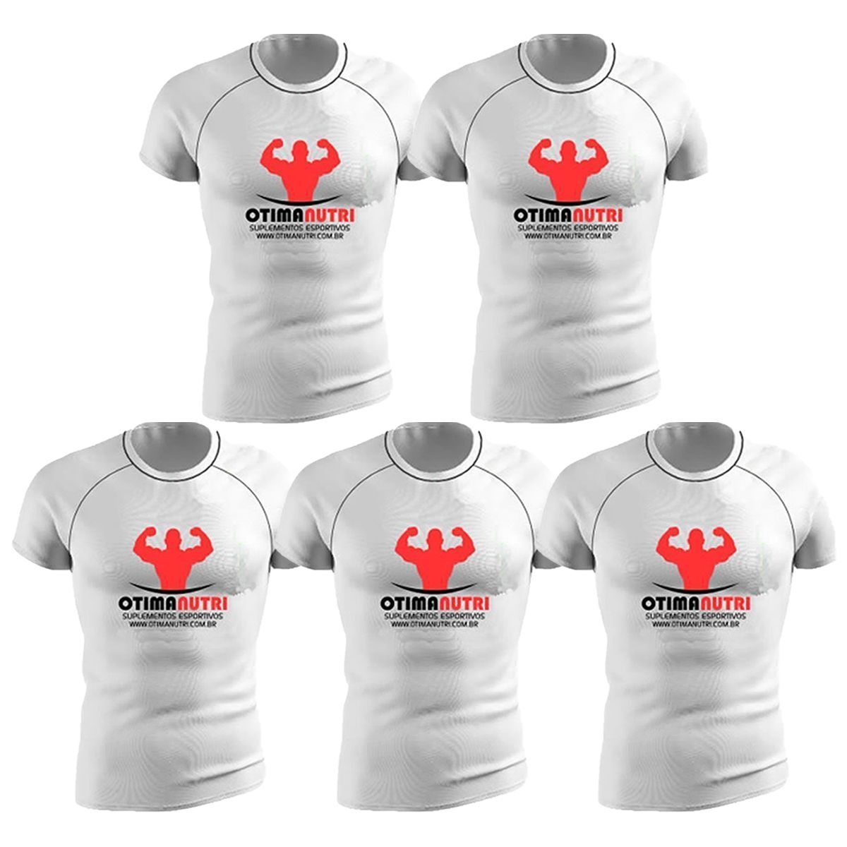 Kit 5X Camiseta Baby Look Dry 100% Poliester - Branca Tamanho GG - OtimaNutri