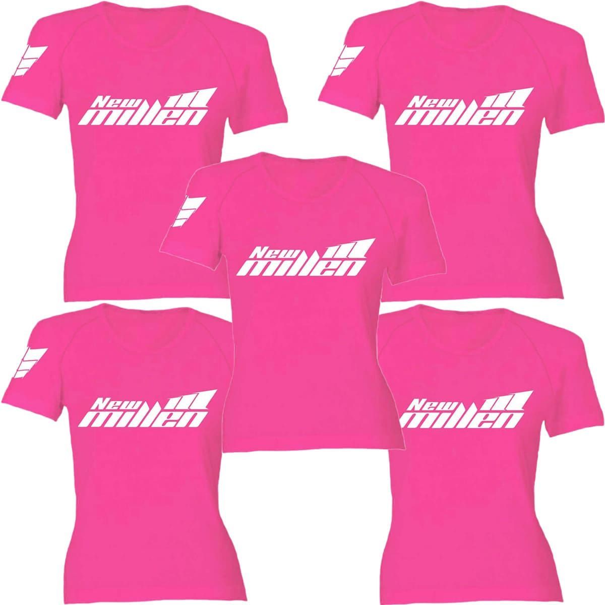 Kit 5X Camiseta Baby Look Feminina - Tamanho G Rosa - New Millen