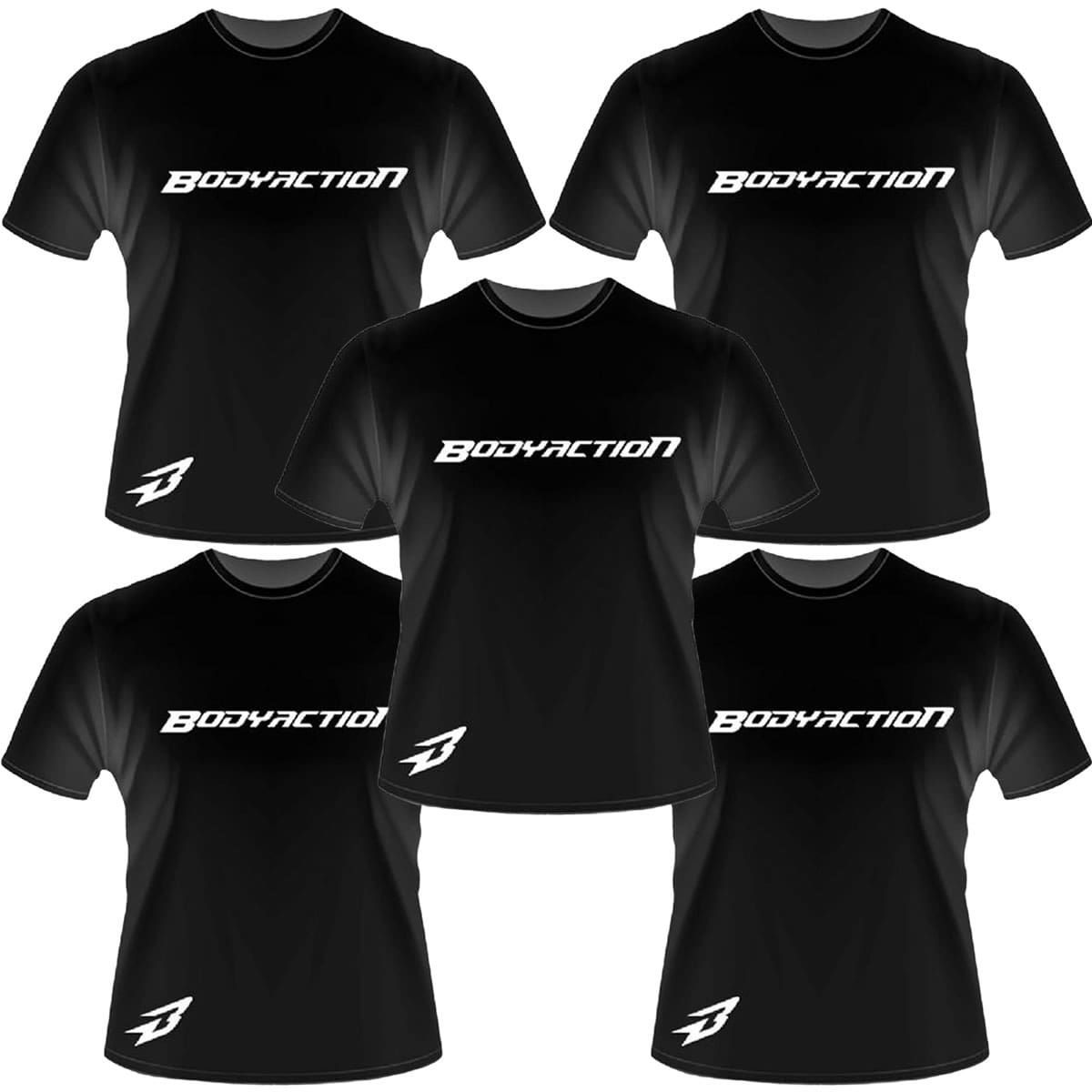 Kit 5X Camiseta bodyaction Preta (M)