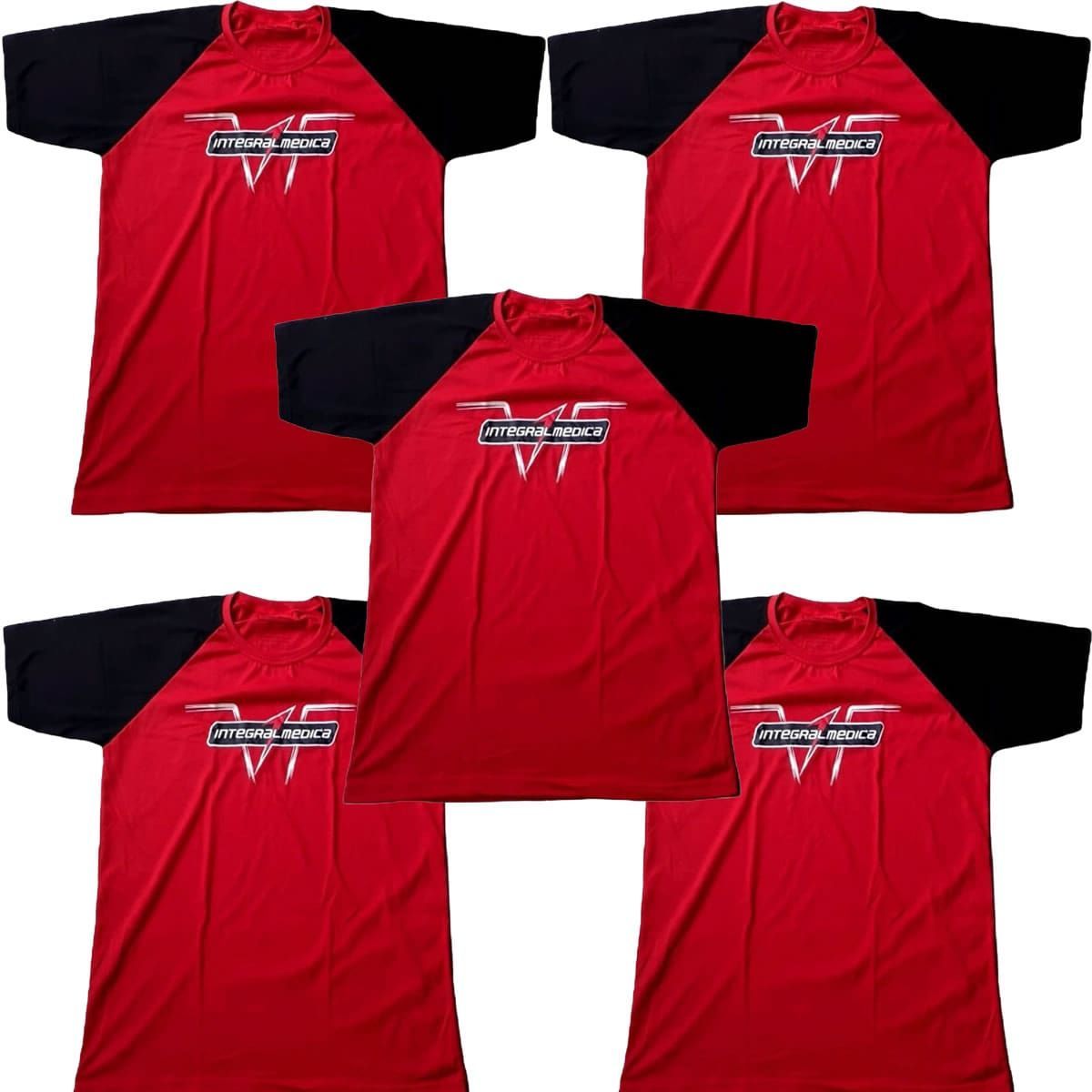 Kit 5X Camiseta Champion - Tamanho G Vermelha/Preto - IntegralM�dica