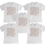 Kit 5X Camiseta de  Algod�o Feminina - Tamanho G Branca - Nutrify