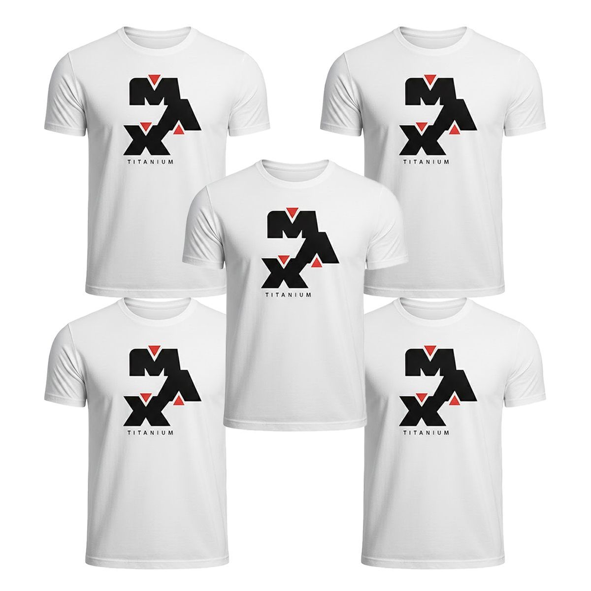Kit 5X Camiseta Dry-Fit Max - Tamanho P Branca - Max Titanium