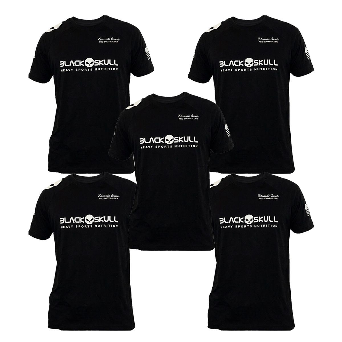 Kit 5X Camiseta Dry Fit - Preta Tamanho G - Black Skull