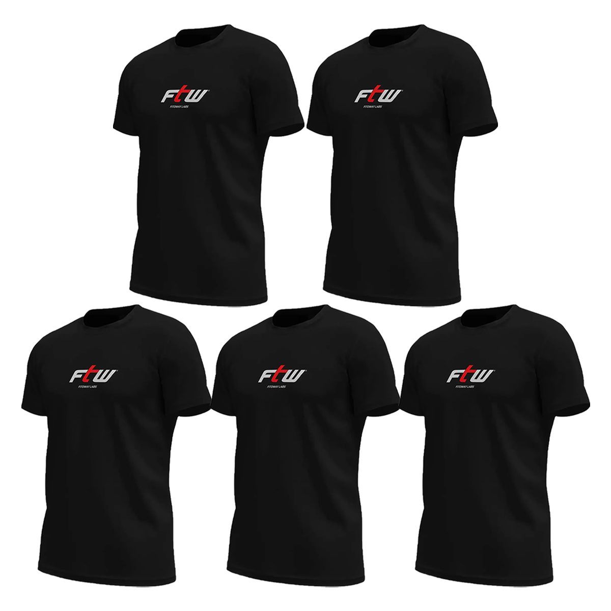 Kit 5X Camiseta Ftw Poliester - Preta Tamanho G - FTW