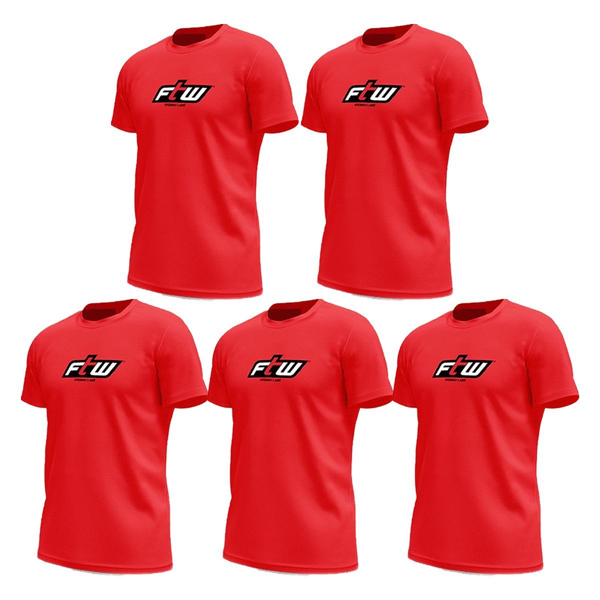 Kit 5X Camiseta Ftw Poliester -Vermelha Tamanho GG - FTW