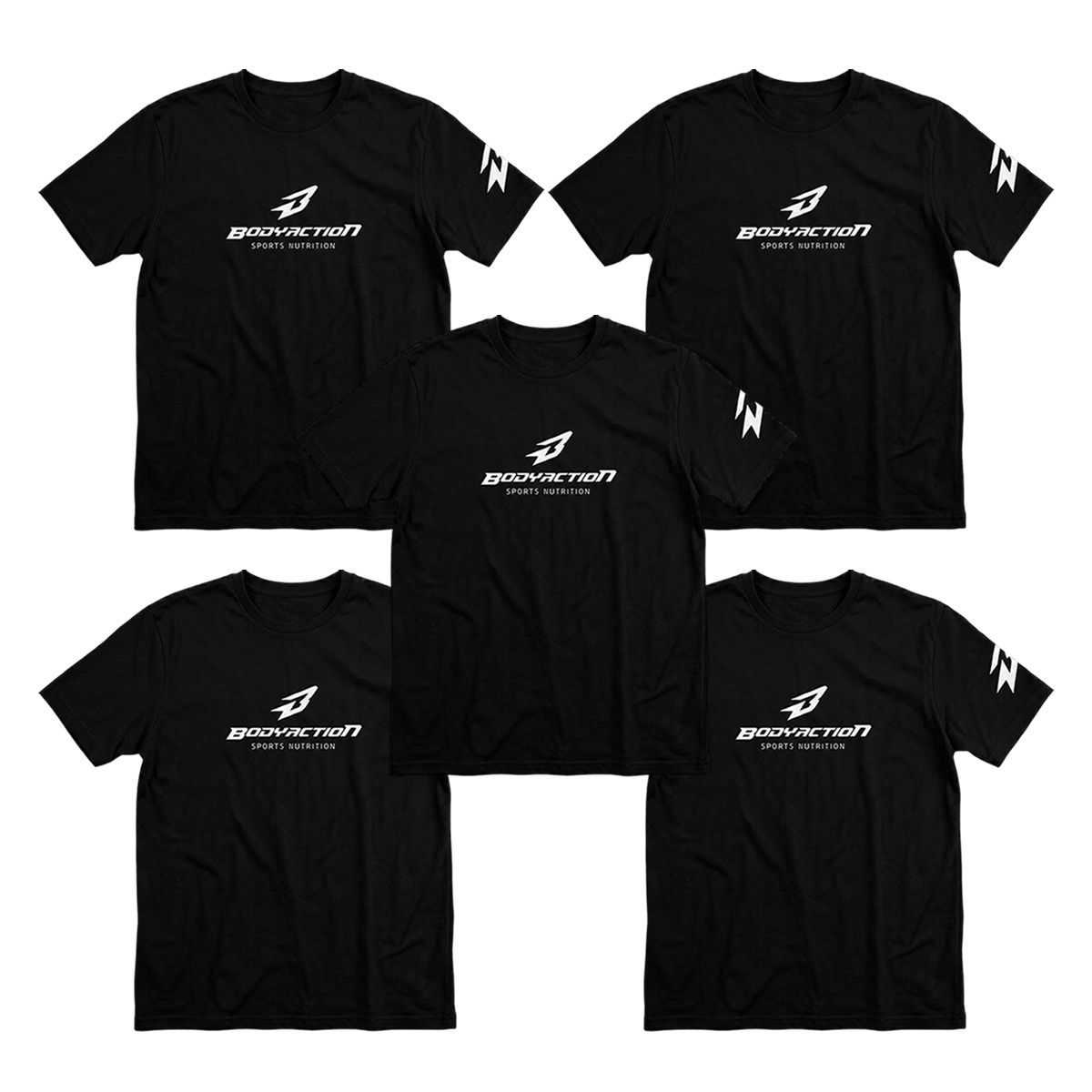 Kit 5X Camiseta - Preta Tamanho GG - Body Action