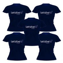 Kit 5X Camiseta Raglan Super Dry 100% Poliester - Baby Look Azul Tam. G - Lets Be Nutrition