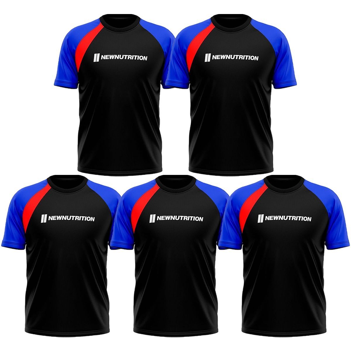 Kit 5X Camiseta Velox - Tamanho M Preto - NewNutrition