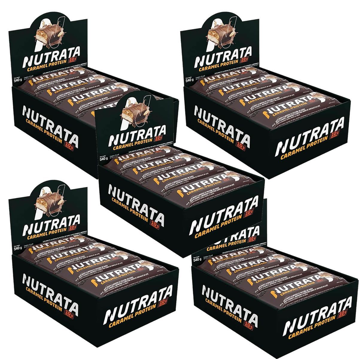 Kit 5X Caramel Protein - 12 Barras de 45g - Nutrata