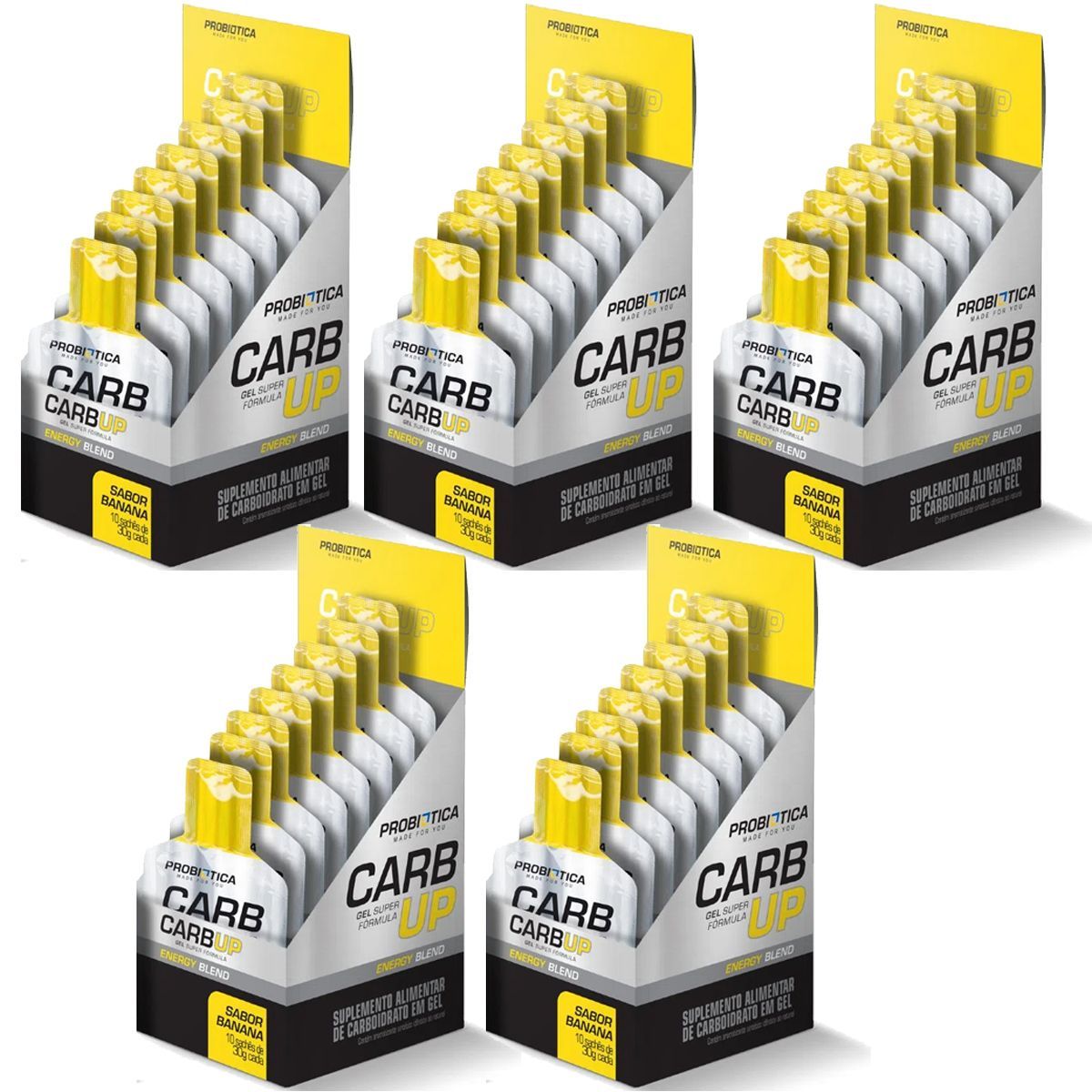 Kit 5X Carb UP Gel Super F�rmula - 10 Sach�s 30g Banana- Probi�tica