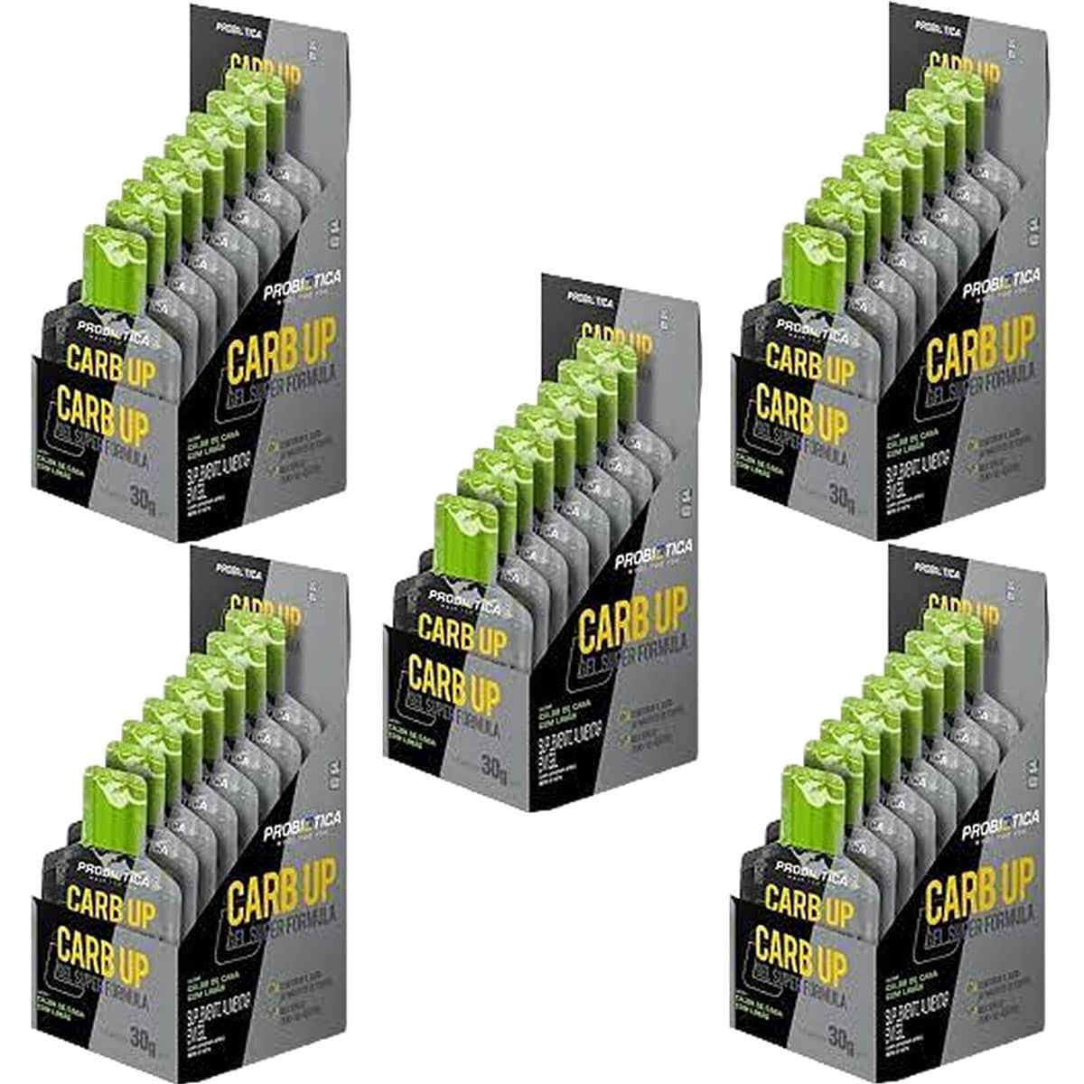 Kit 5X Carb UP Gel Super F�rmula - 10 Sach�s 30g Caldo de Cana Com Lim�o - Probi�tica