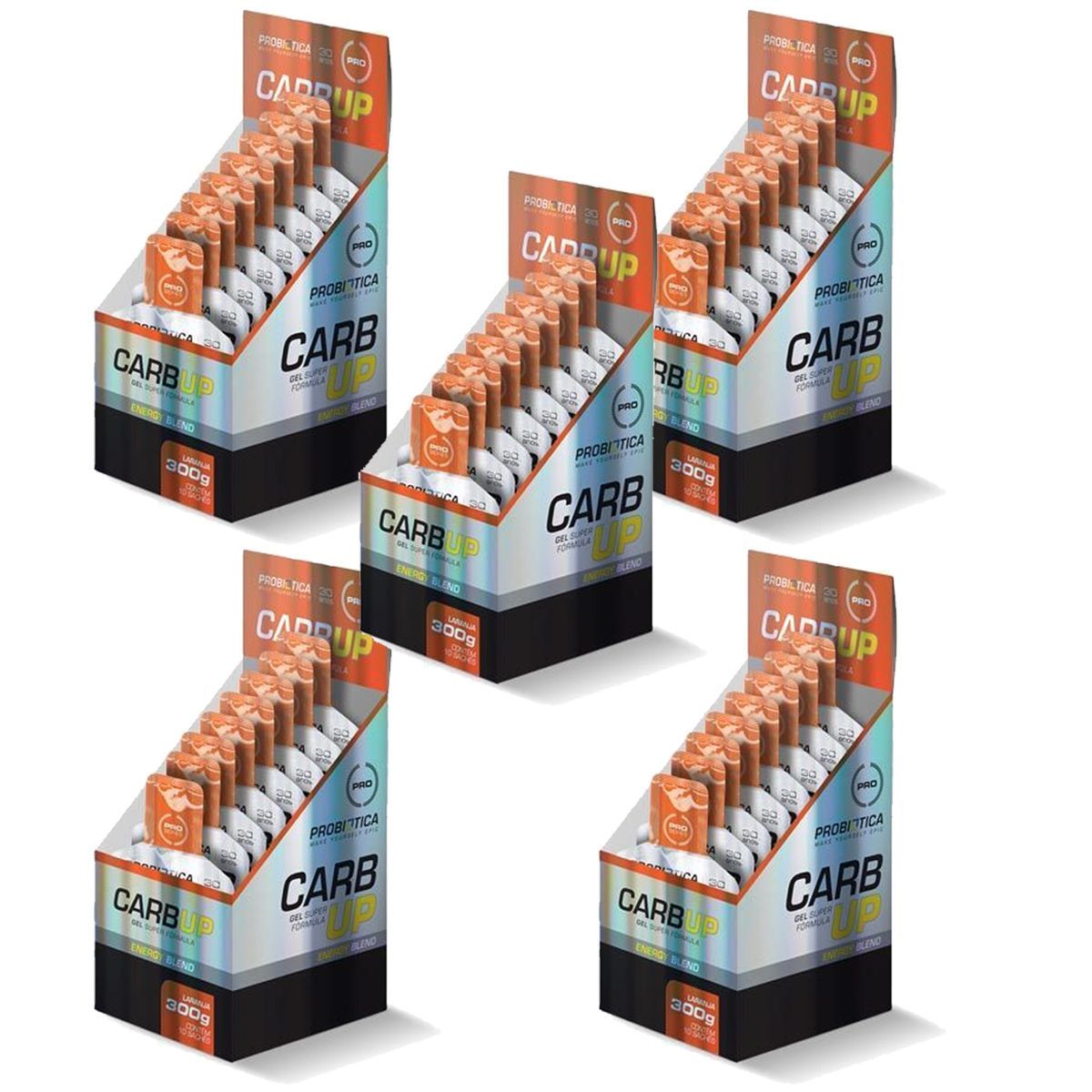 Kit 5X Carb UP Gel Super F�rmula - 10 Sach�s 30g Laranja - Probi�tica
