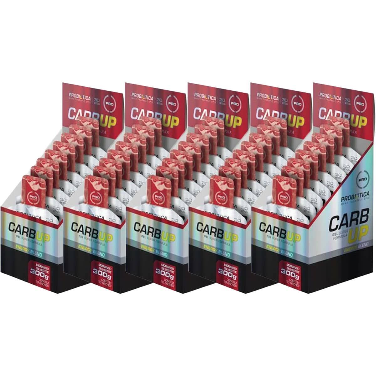 Kit 5X Carb UP Gel Super F�rmula - 10 Sach�s 30g Morango Silvestre - Probi�tica