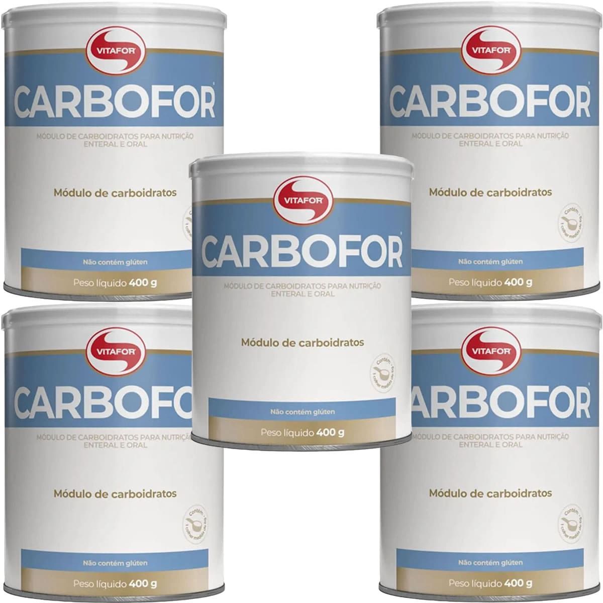 Kit 5X Carbofor - 400g  Sem Sabor - Vitafor
