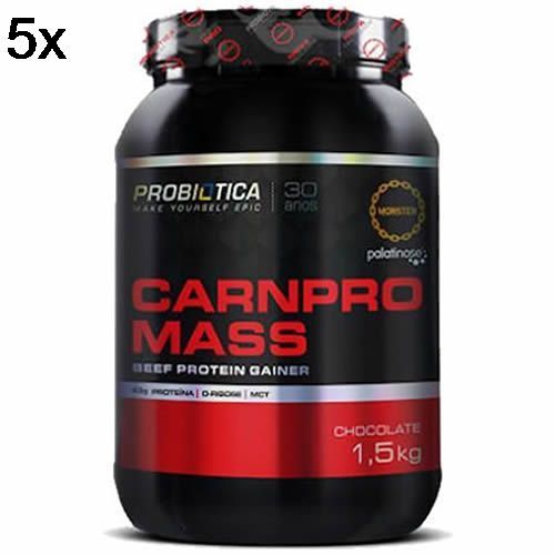 Kit 5X Carnpro Mass  - 1500g Chocolate  - Probi�tica