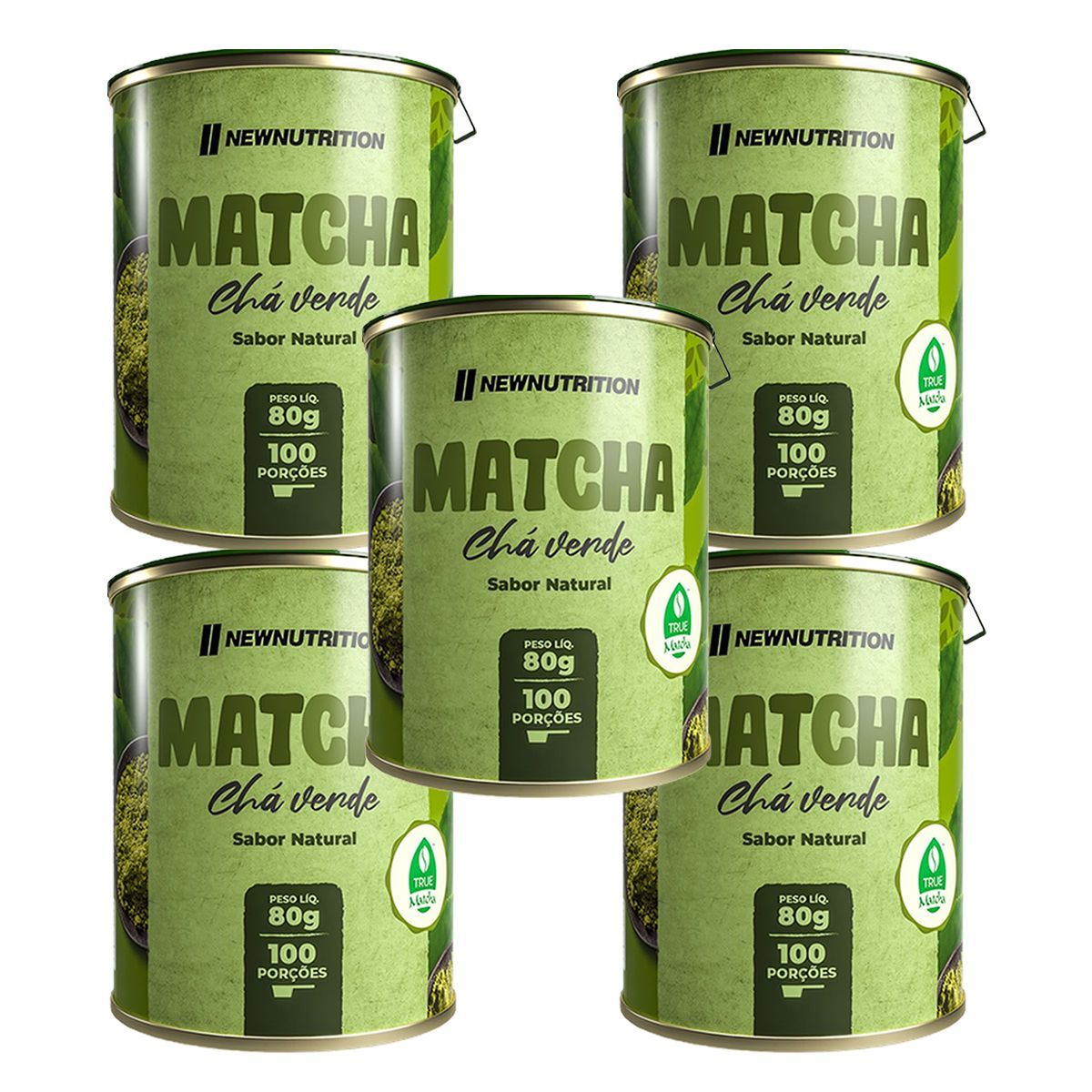 Kit 5X Ch� Verde Match� - 80g Natural - NewNutrition