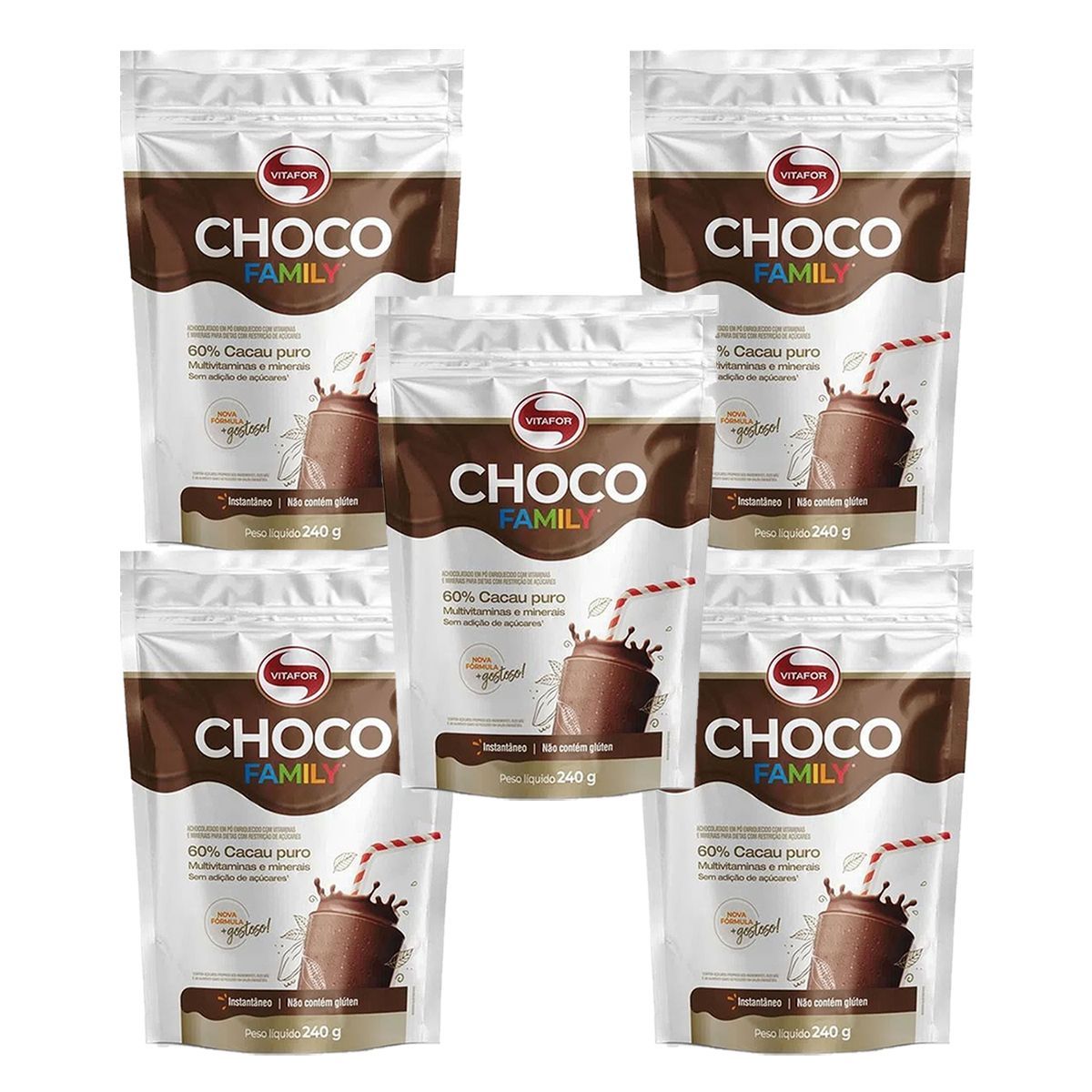 Kit 5X Choco Family - 240g Refil - Vitafor