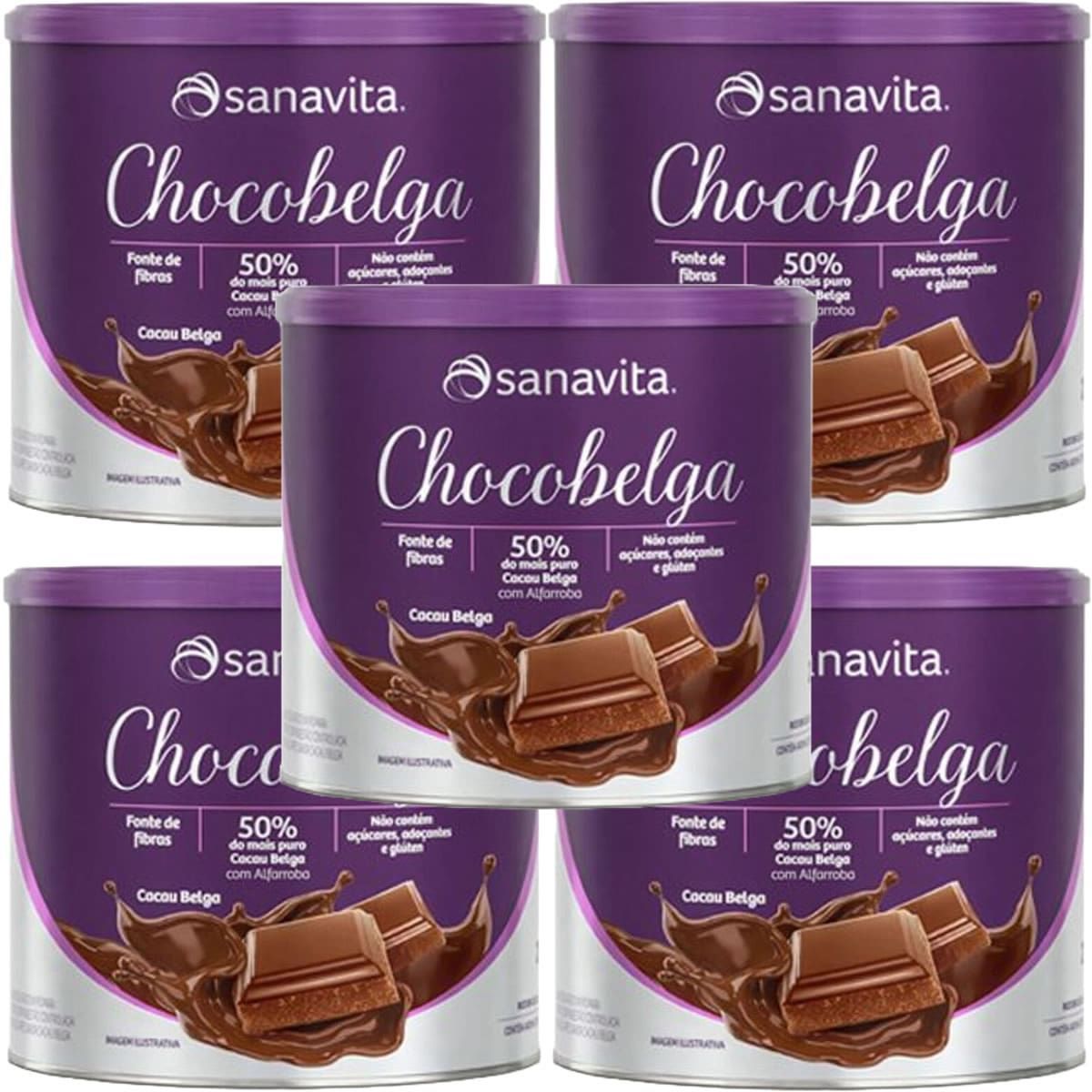 Kit 5X Chocobelga - 200g - Cacau Belga - Sanavita