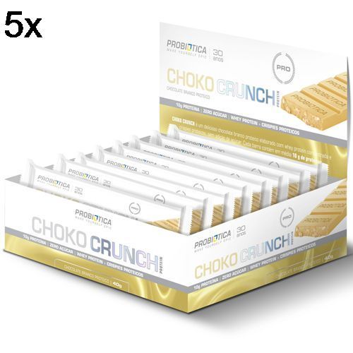 Kit 5X Choko Crunch - 12 Unidades 40g Chocolate Branco - Probi�tica
