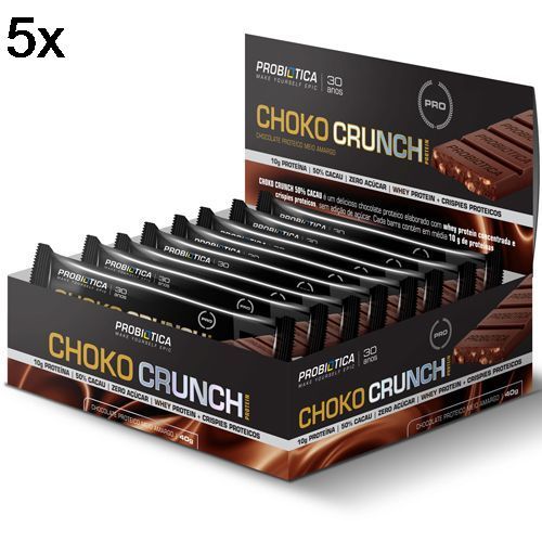 Kit 5X Choko Crunch - 12 Unidades 40g Chocolate Meio Amargo - Probi�tica