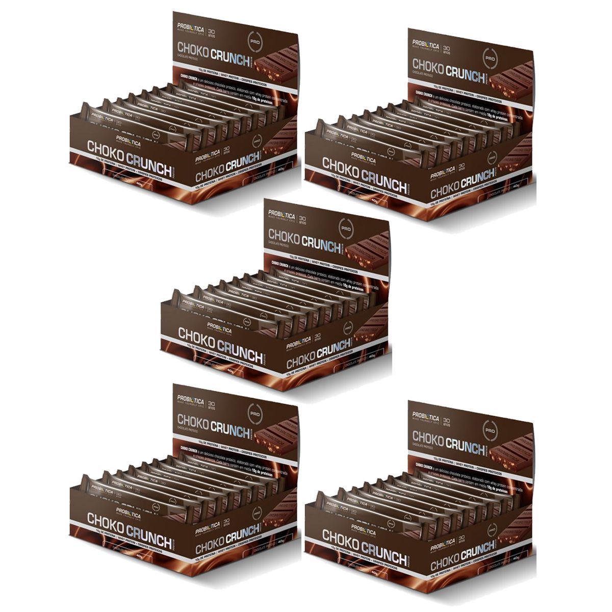 Kit 5X Choko Crunch - 12 Unidades 40g Chocolate - Probi�tica