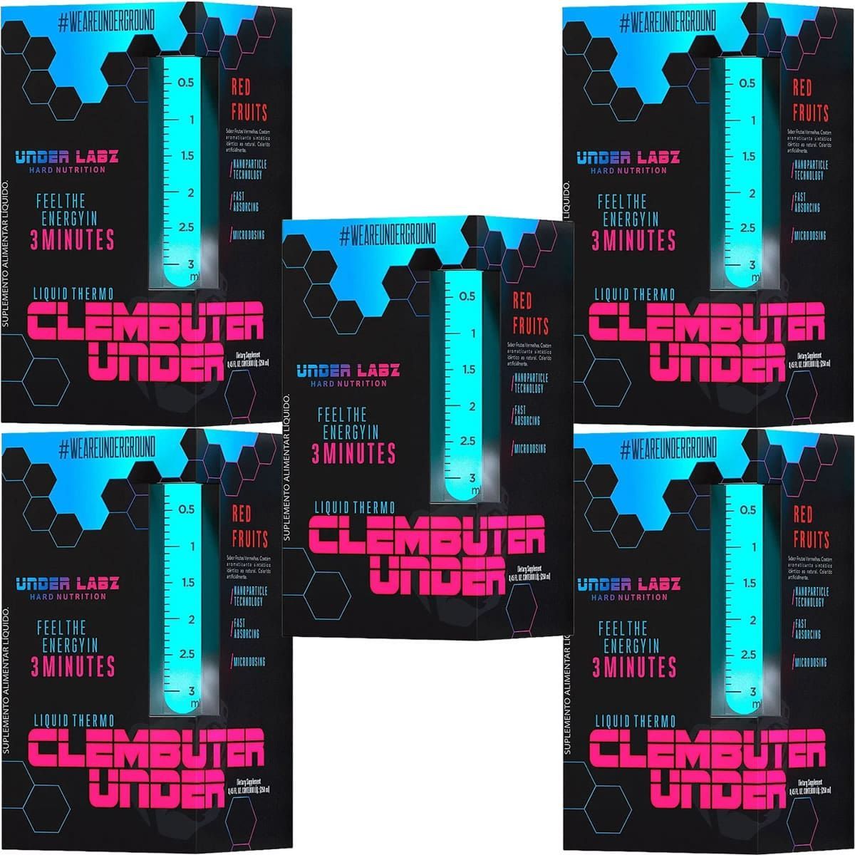 Kit 5X Clembuter Under Liquid Thermo - 250ml Red Fruits - Under Labz