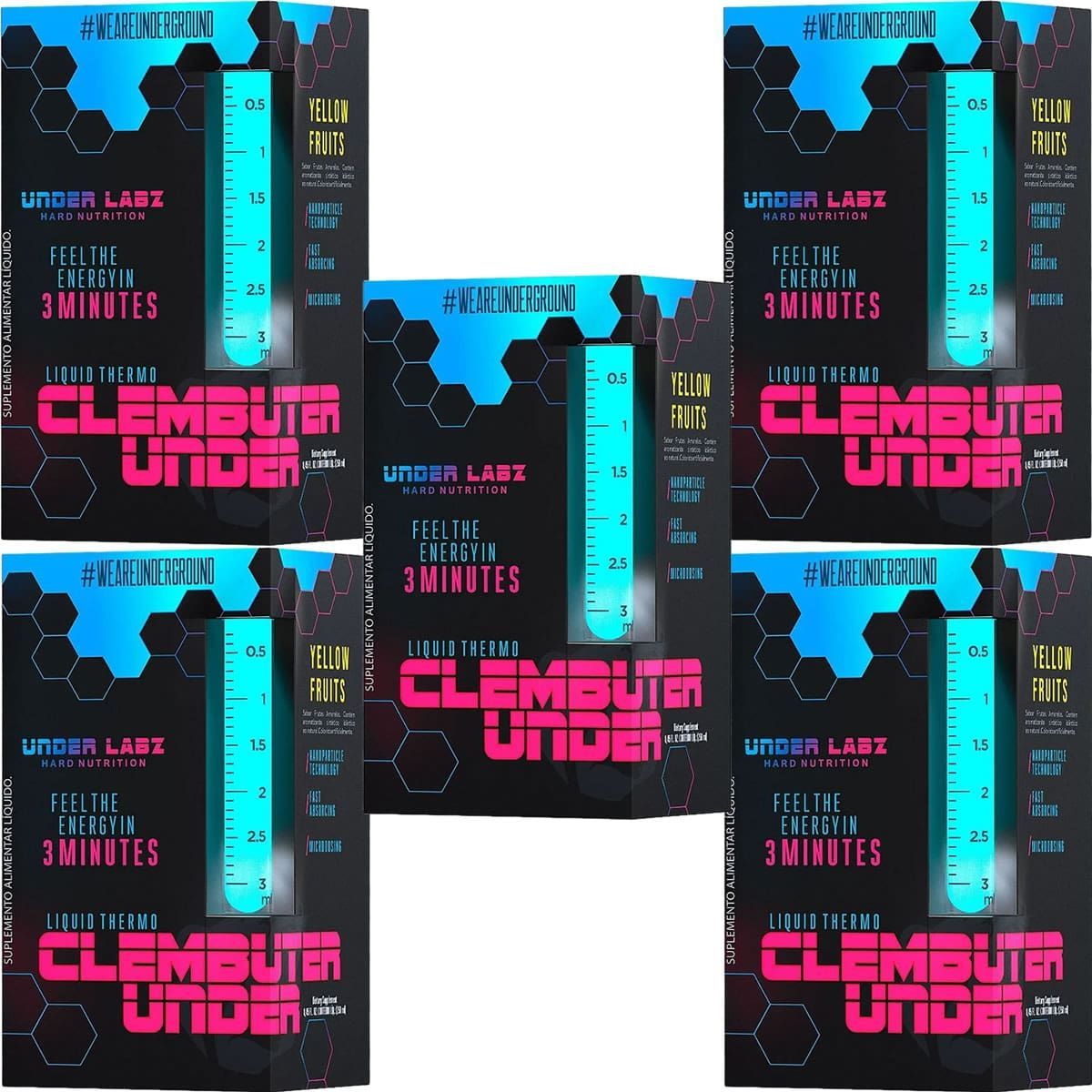 Kit 5X Clembuter Under Liquid Thermo - 250ml Yellow Fruits - Under Labz