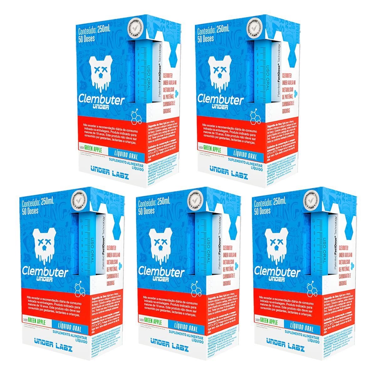 Kit 5X Clembuter Under Termog�nico - 250ml Ma�� Verde - Under Labz