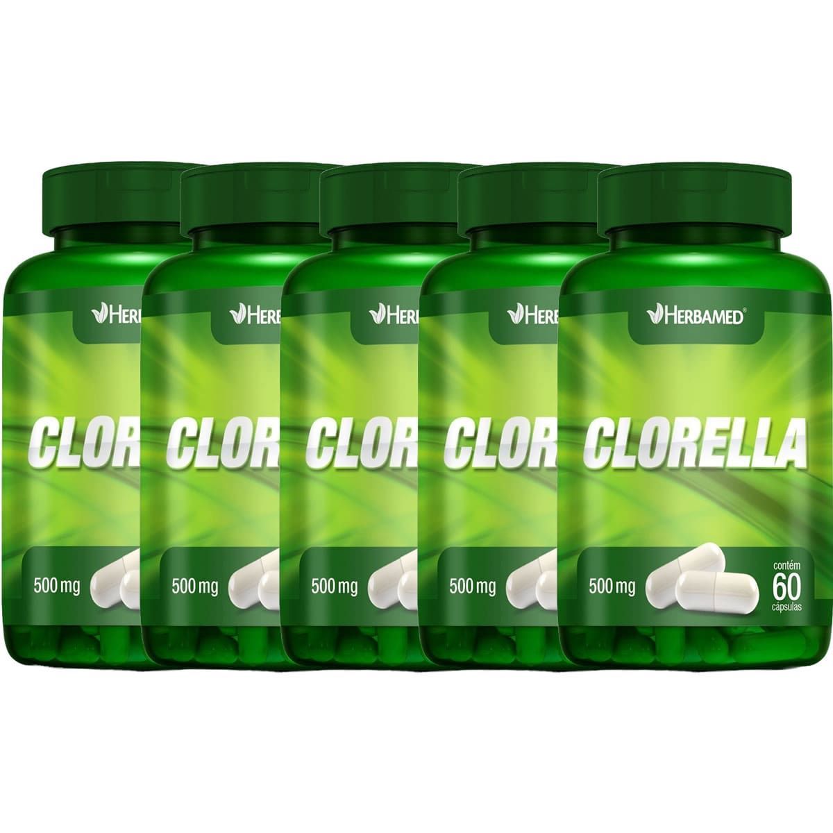 Kit 5X Clorella 500mg 60 C�psulas - Herbamed