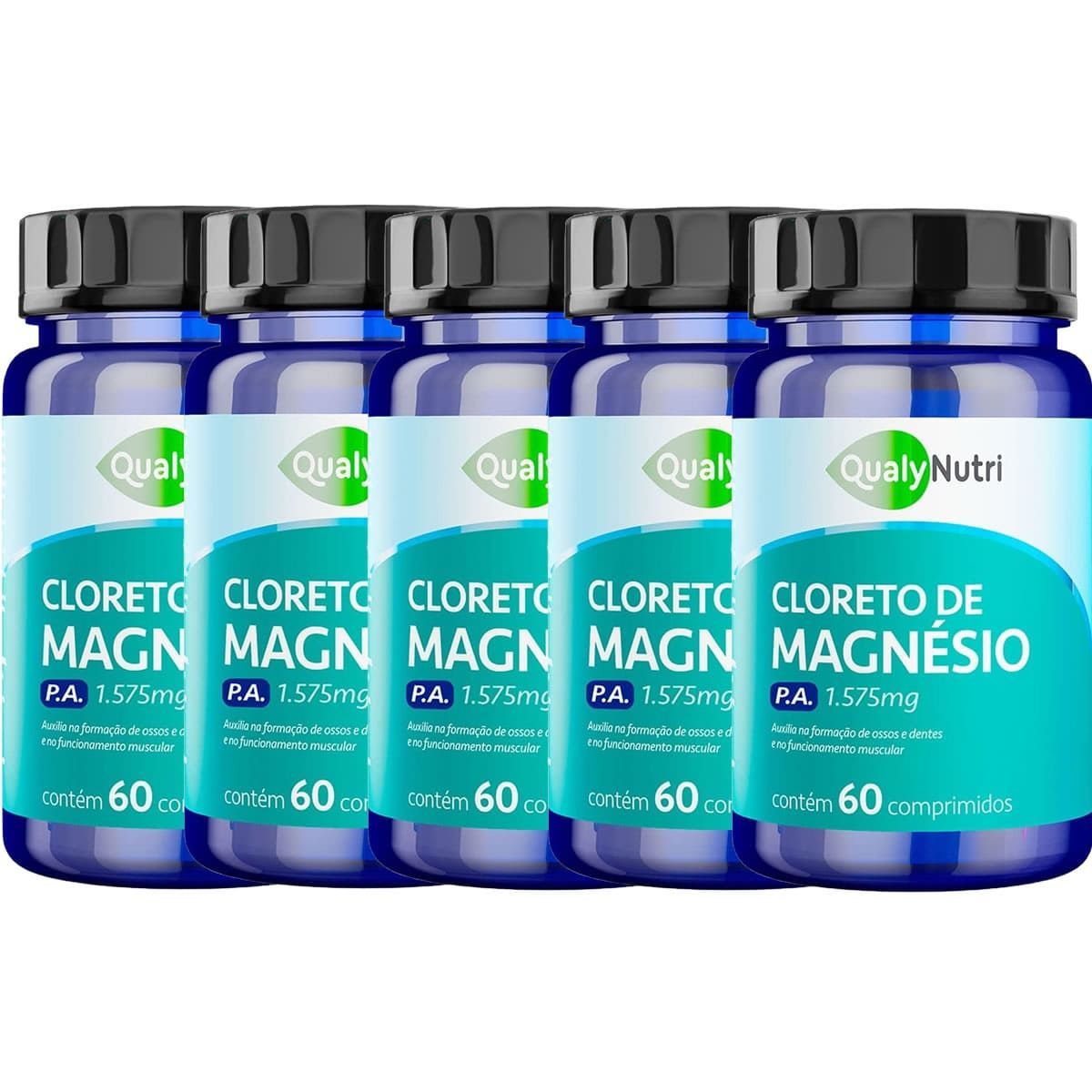 Kit 5X Cloreto de Magn�sio P.A. 1575mg - 60 Comprimidos - QualyNutri