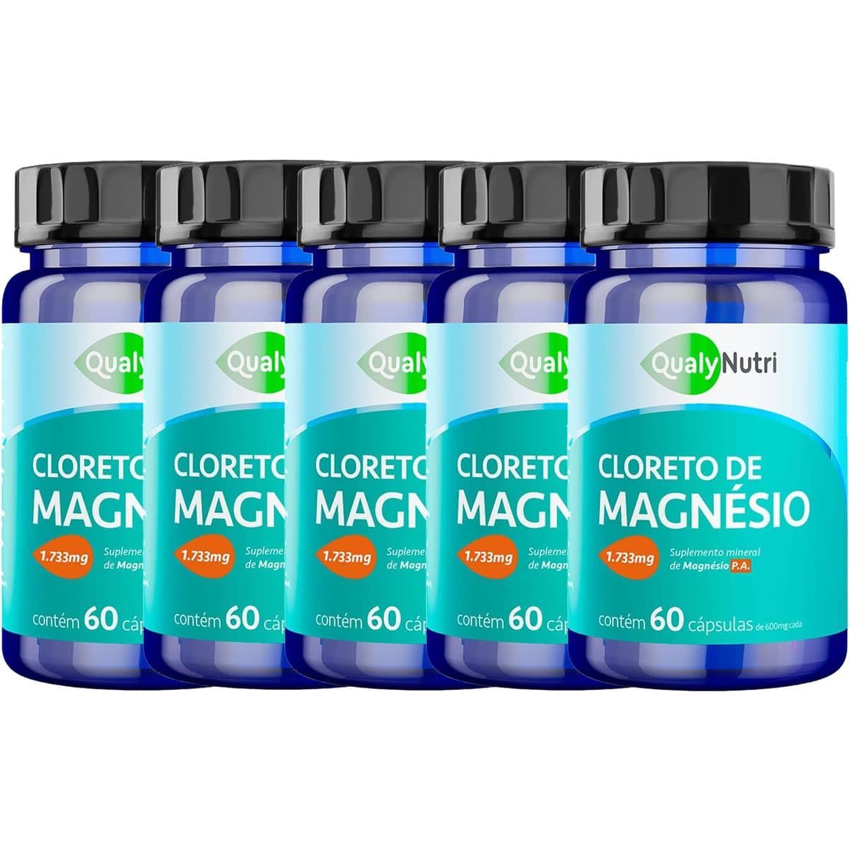 Kit 5X Cloreto de Magn�sio P.A. 1733mg - 60 Comprimidos - QualyNutri