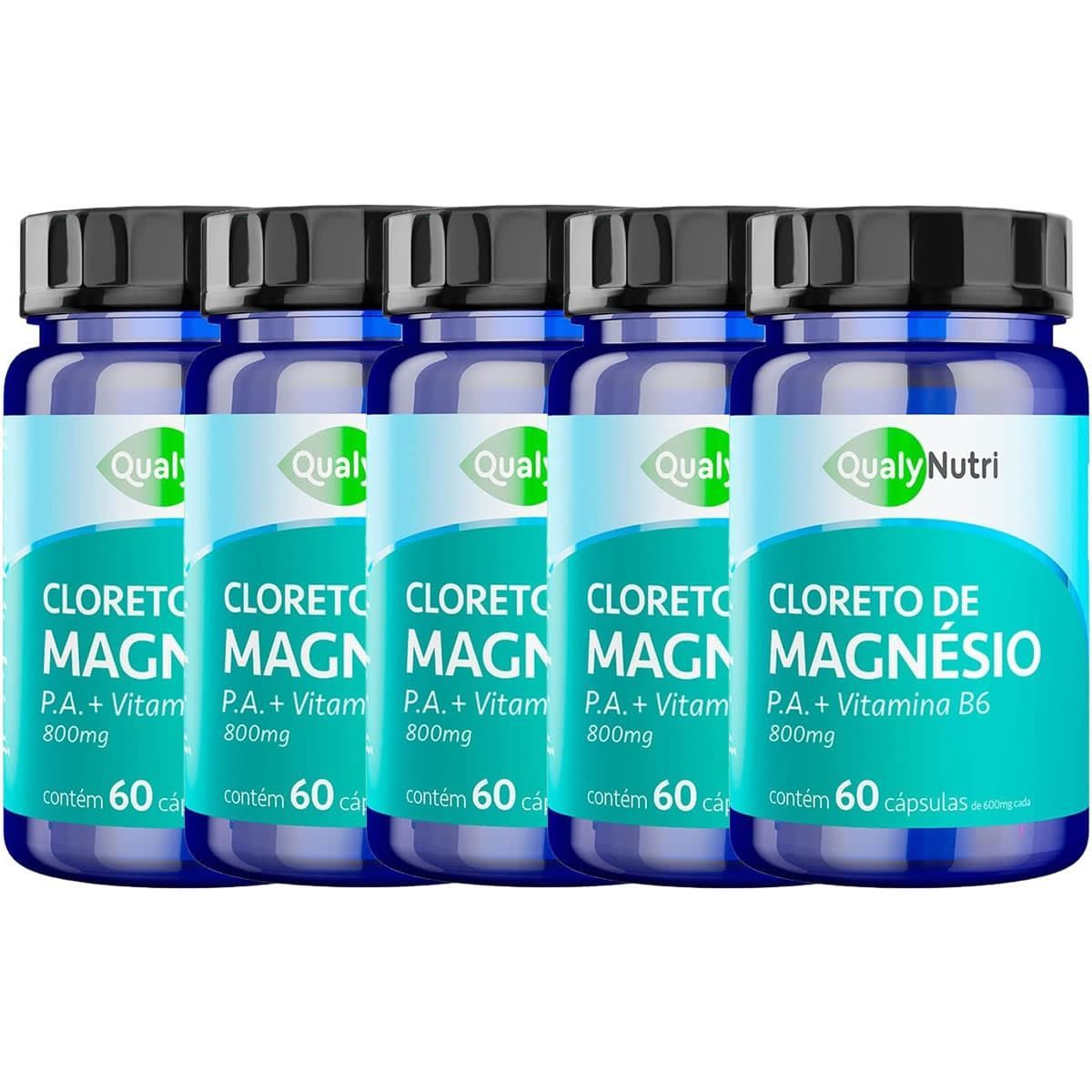 Kit 5X Cloreto de Magn�sio P.A. + Viatmina B6 - 60 C�psulas - QualyNutri