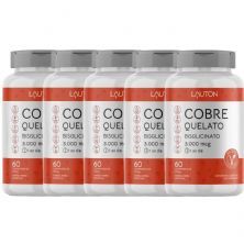 Kit 5X Cobre Quelato Bisglicinato - 60 Comprimidos - Lauton Nutrition